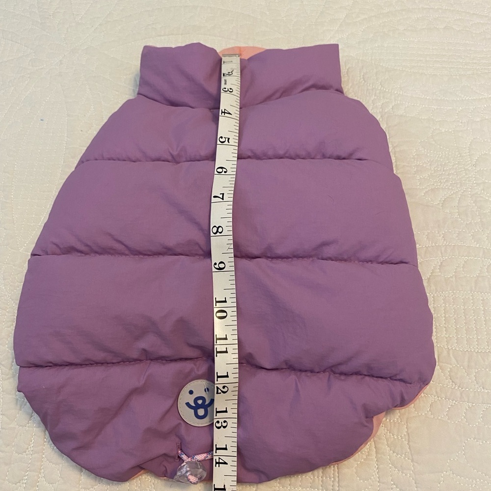 Purple and Pink Puffer Jacket for dogs with a Pull String and Slot For Leash. - Picture 10 of 10